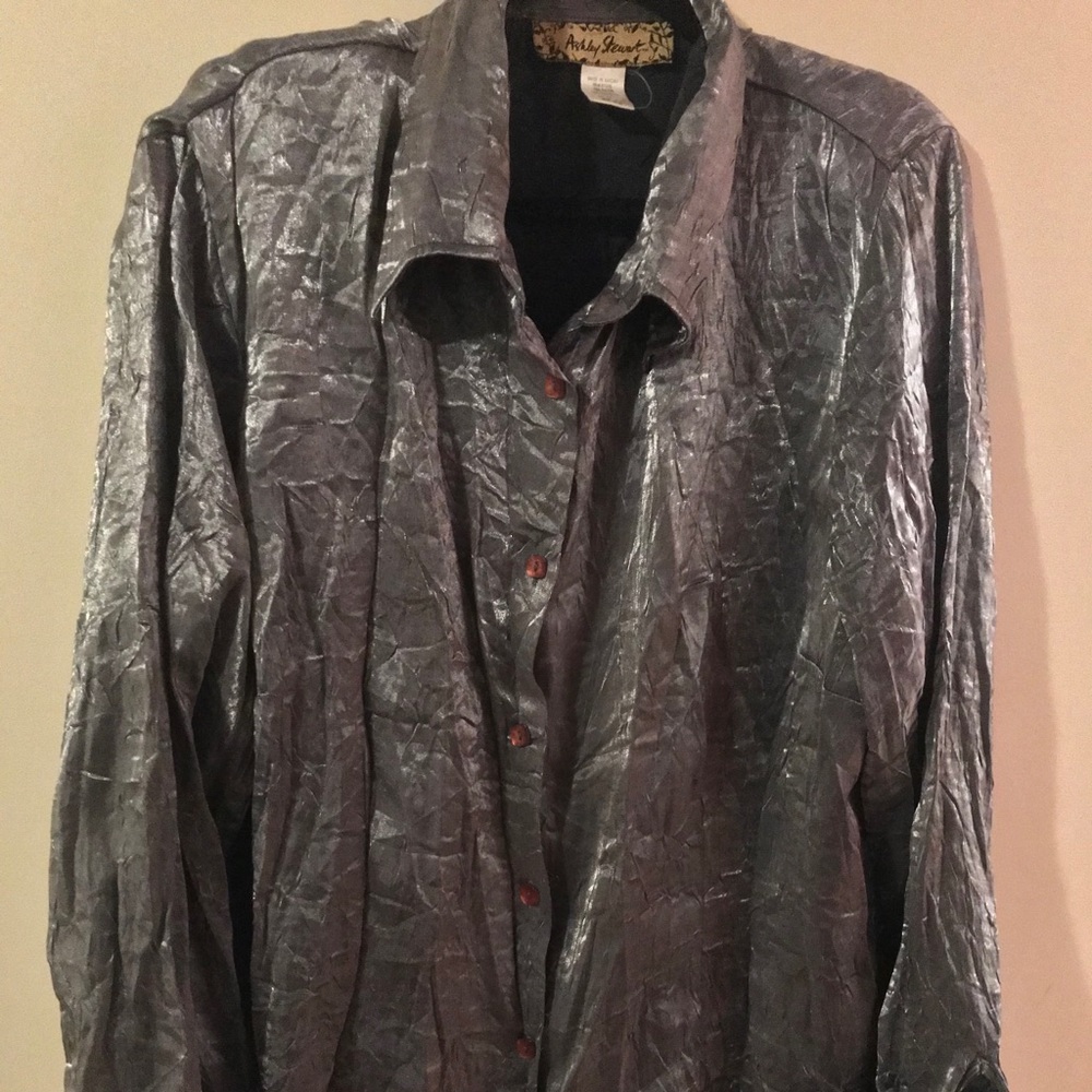 Ashley Stewart Crush Silver Top, Size 18/20